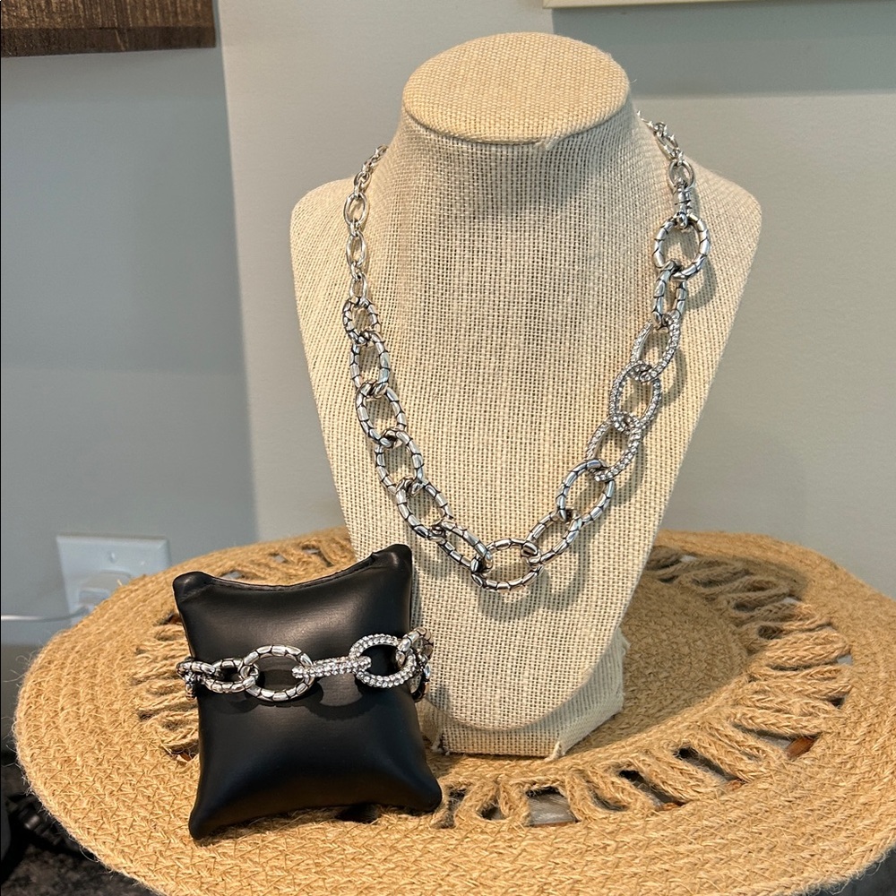 Vintage BRIGHTON Chain Necklace and Bracelet Set RETIRED